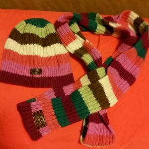 Coach scarf and hat multi color.